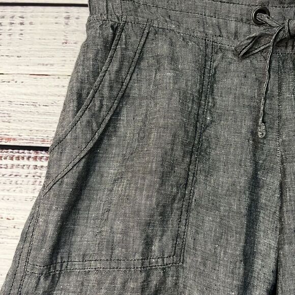 ATHLETA 100% LINEN ANKLE CROP CAPRI PANTS WOMEN’S SIZE 0 GRAY HEATHERED POCKETS - Picture 12 of 16